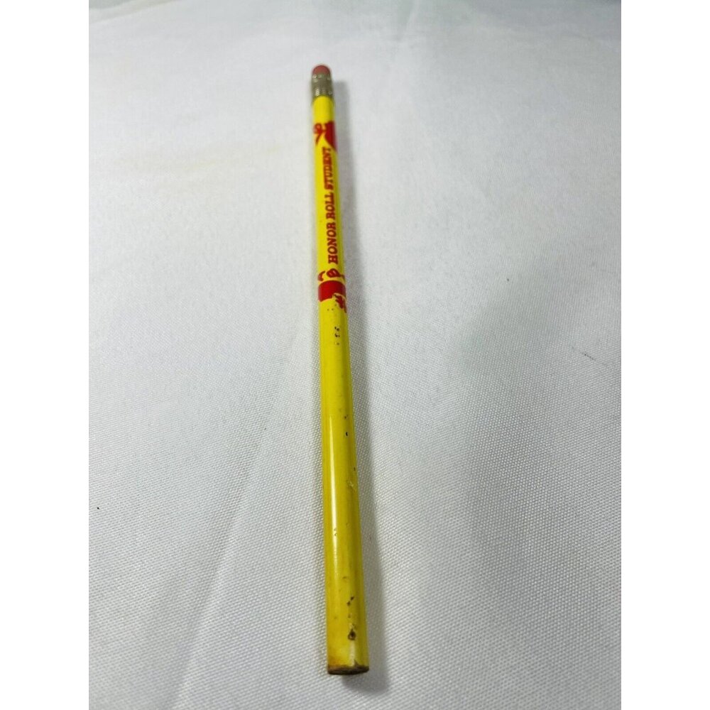 Honor Roll Student Red Yellow Wood Pencil Pink Eraser Vintage Unsharpened Rare - Picture 7 of 8